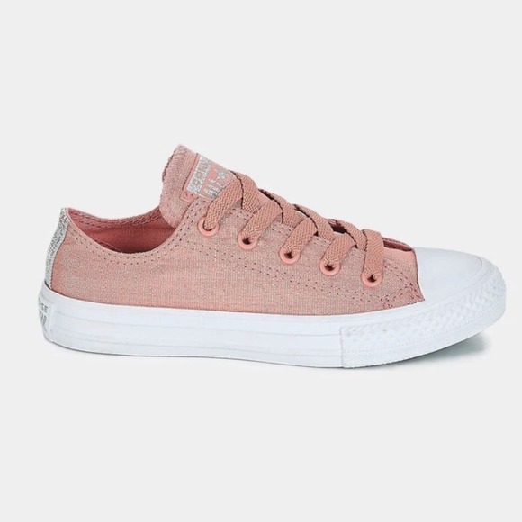 NWOT Converse All Star Pink Sparkly Lace Up Sneaker Junior Size 4, Women's 6 - Picture 2 of 8